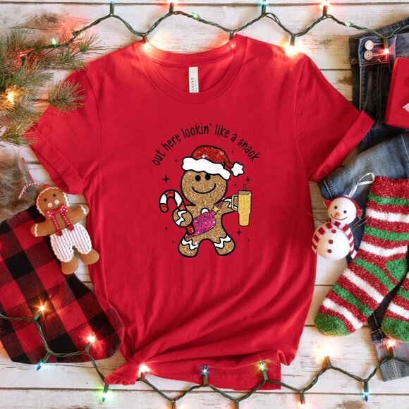 Out Here Lookin Like A Snack Shirt, Christmas Gingerbread T-Shirt, Christmas - Picture 2 of 3